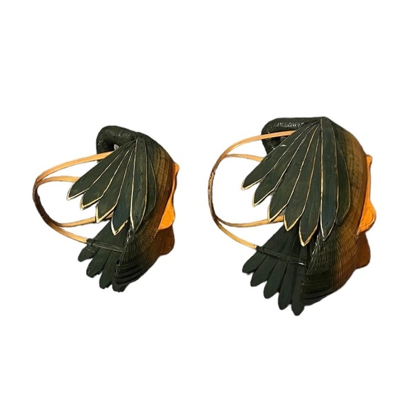 Set of 2 Vintage Large And Small Zhejiang Wicker Rattan Duck Mallard Goose - Picture 10 of 11